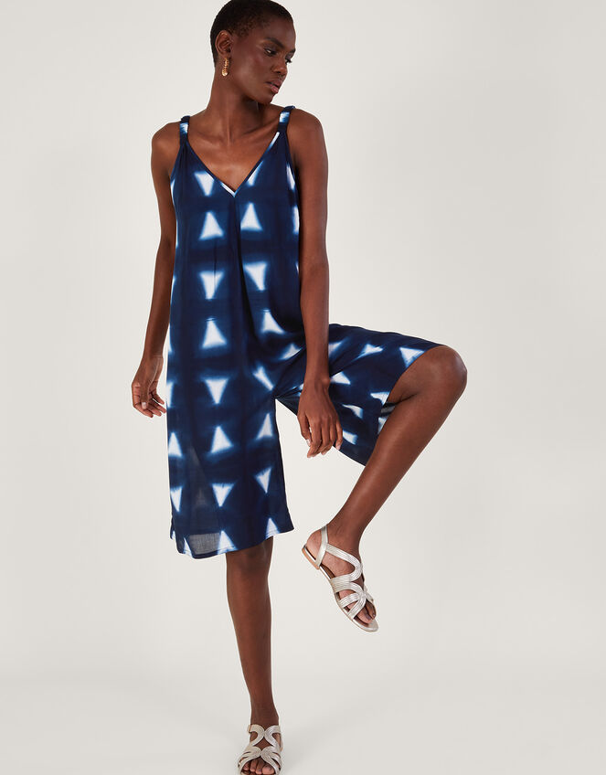 Batik Dye Triangle Romper in LENZING™ ECOVERO™, Blue (NAVY), large