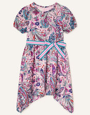 Paisley Print Hanky Hem Dress, Pink (PALE PINK), large