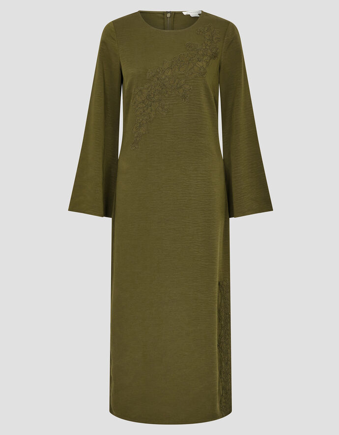 Nyla Lace Long Sleeve Midi Dress Green