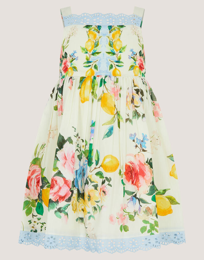 Baby Amalfi Lemon Print Dress, White (WHITE), large