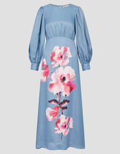 Sia Satin Floral Maxi Dress, Blue (PALE BLUE), large
