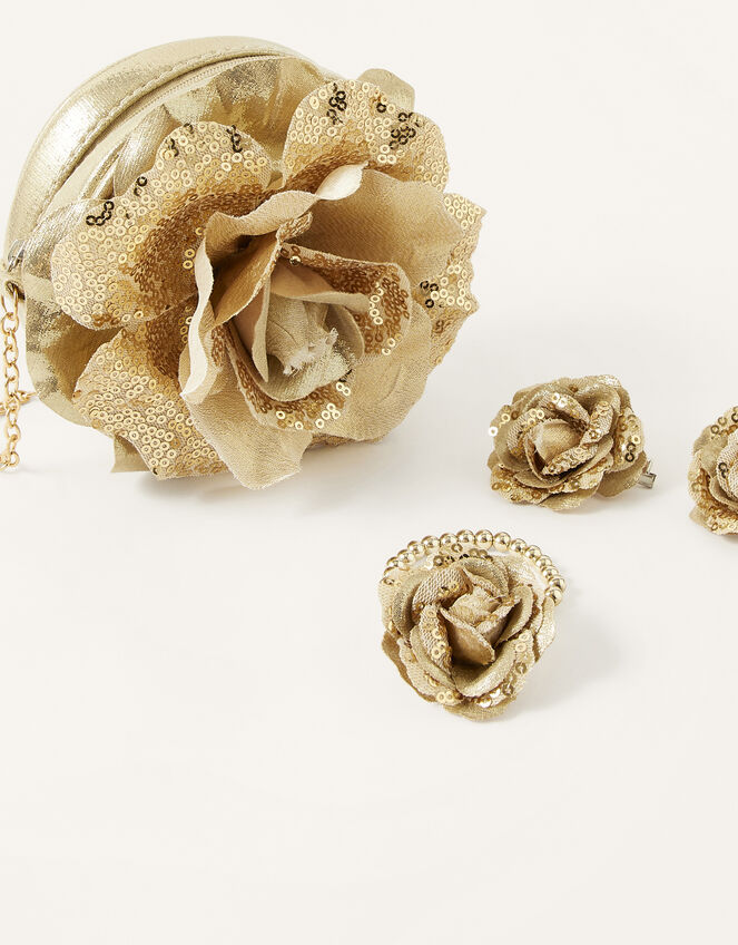 Shine Flower Bag, Bracelet and Hair Clip Set, , large