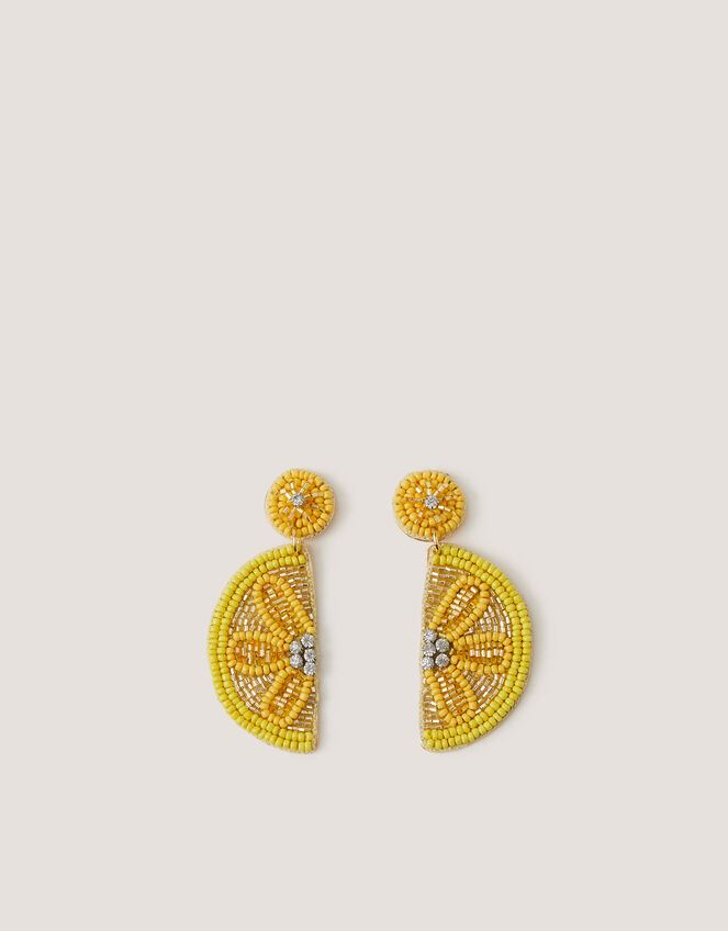 Lemon Beaded Earrings, , large