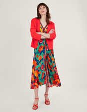 Pocket Cardigan in Linen Blend, Orange (CORAL), large