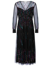 Louise Sequin Midi Dress, Black (BLACK), large
