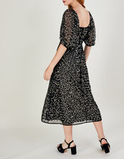 Keely Sequin Midi Dress, Black (BLACK), large