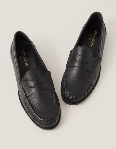 Grace Leather Loafers, Black (BLACK), large