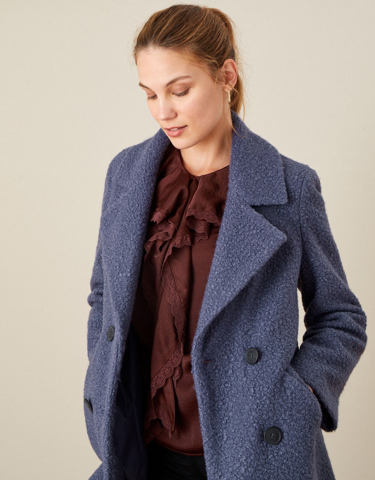 Ladies cheap boucle coat