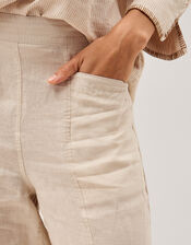 Lucy Short Straight Leg Linen Trousers, Natural (NATURAL), large