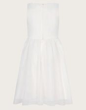 Fiorella Embroidered Scuba Dress, Ivory (IVORY), large