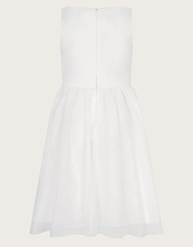 Fiorella Embroidered Scuba Dress, Ivory (IVORY), large