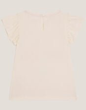 Sequin Flamingo Frilly T-Shirt, Blue (BLUE), large