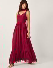 Clare Cutwork Maxi Dress & Scarf, Orange (RUST), large