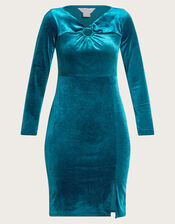 Cece Velvet Shift Dress, Teal (TEAL), large