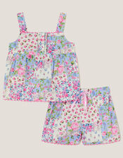 Floral Patchwork Short Pyjamas Set, Multi (MULTI), large