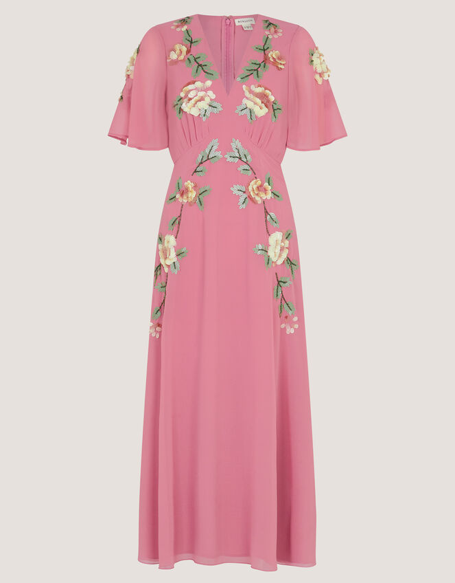 Cora Embellished Floral Midi Dress, Pink (ROSE), large
