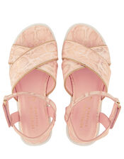 Shimmer Snake Flatform Sandals, Pink (PALE PINK), large