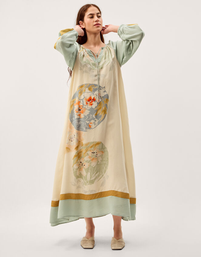 Clemence Amelie Floral Dobby Midi Dress Cream