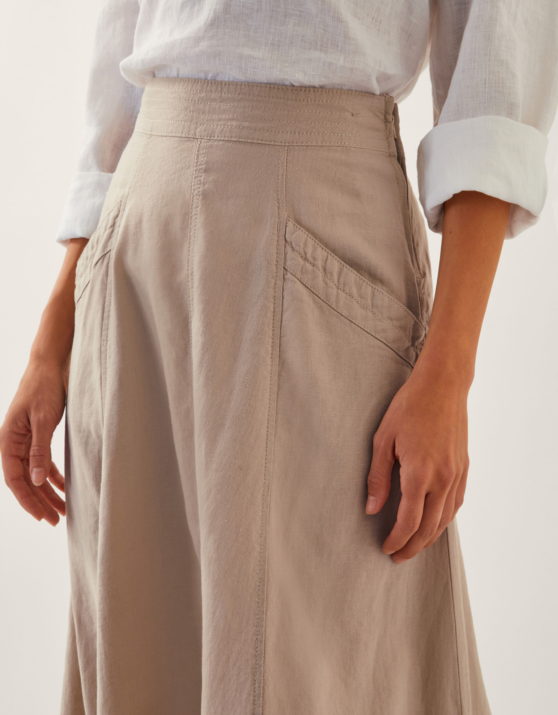Harper Linen A-Line Midi Skirt Natural | Skirts | Monsoon UK.