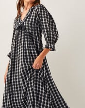 Violet Check Bow Maxi Dress, Black (BLACK), large