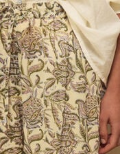 East Odette Hand-Woodblock Print Balloon Trousers, Cream (CREAM), large