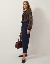 Mackie Sheer Polka Dot Ruffle Blouse, Brown (CHOCOLATE), large