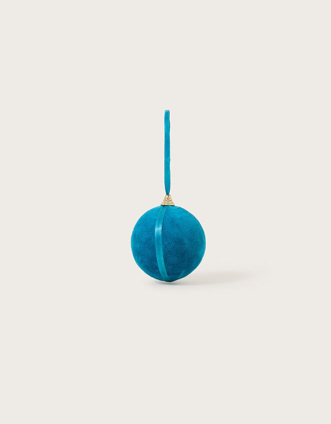 Plain Velvet Bauble Decoration, Teal (TEAL), large