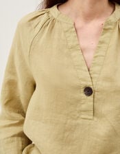 Gianna Linen Top, Green (LIME), large