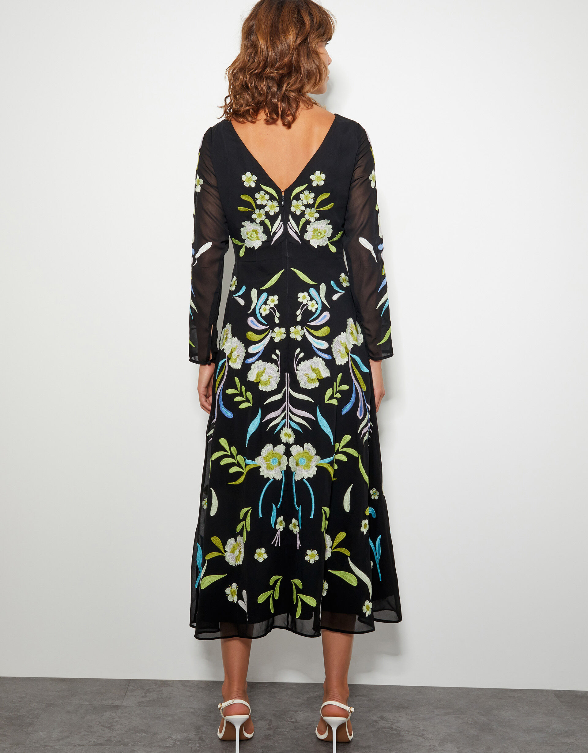 Black flower midi dress online