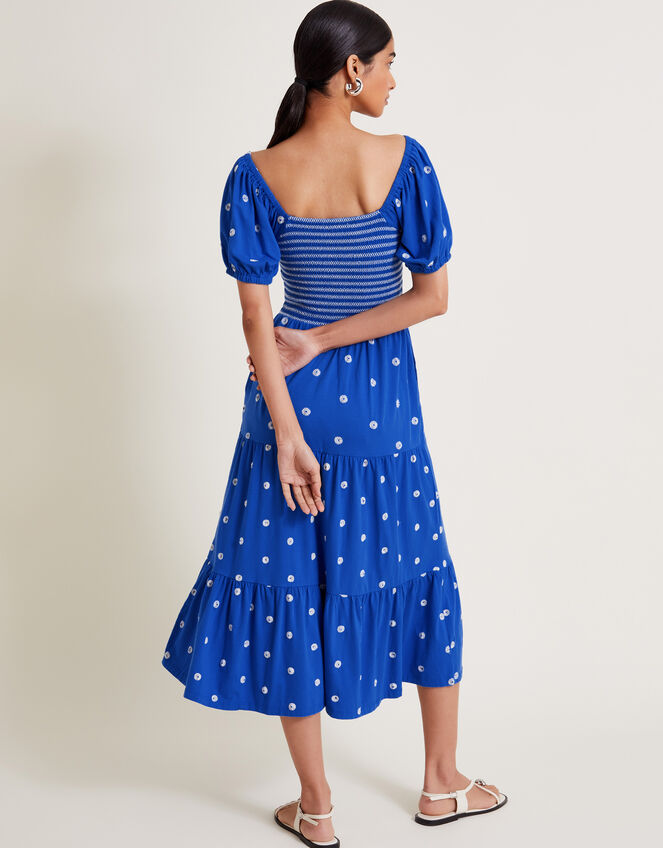 Susie Shirred Embroidered Midi Dress Blue | Midi Dresses | Monsoon UK.