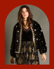 East Embroidered Quilted Jacket, Black (BLACK), large