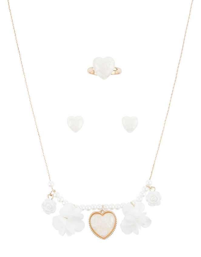 Pearly Heart and Rose Jewellery Set , , large