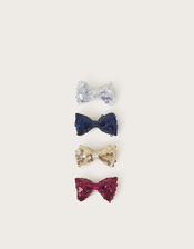 4-Pack Sequin Bow Hair Clips, , large