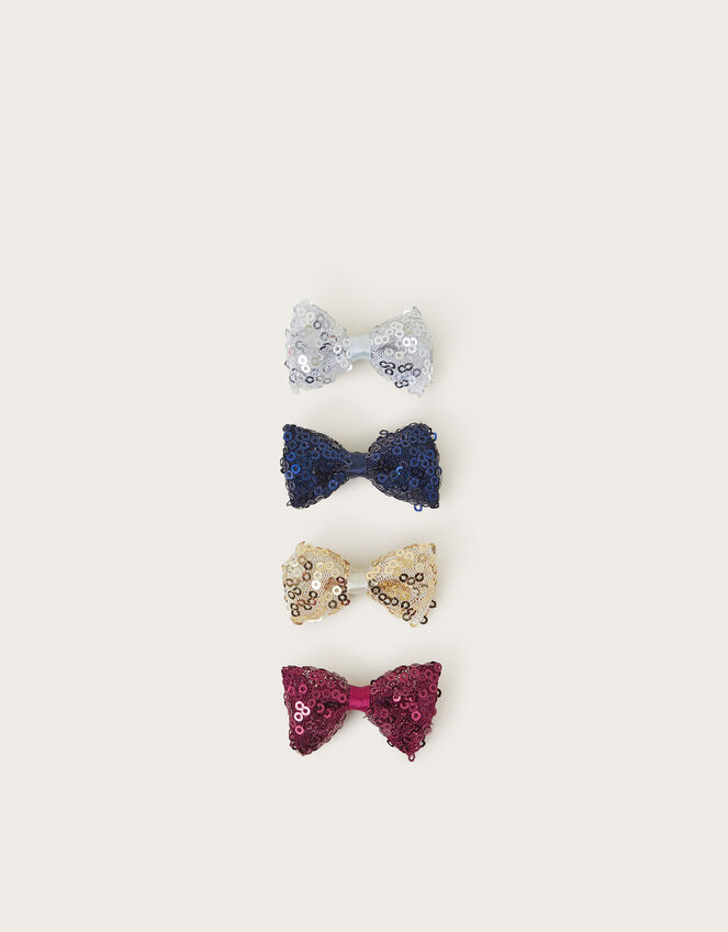 4-Pack Sequin Bow Hair Clips, , large