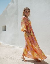 Piti Cuiti Plunge Floral Print Maxi Dress , Orange (ORANGE), large