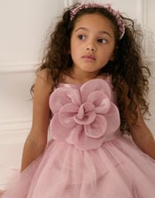 Annabelle Flower Bodice Tulle Dress, Pink (PINK), large