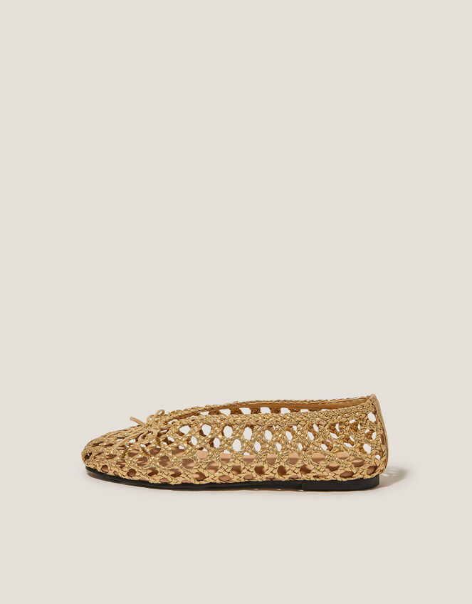 Betsy Woven Ballet Flats, Gold (GOLD), large