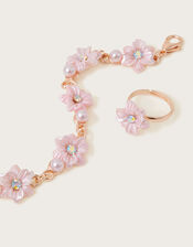 Bridesmaid Flower Bracelet and Ring Set, , large
