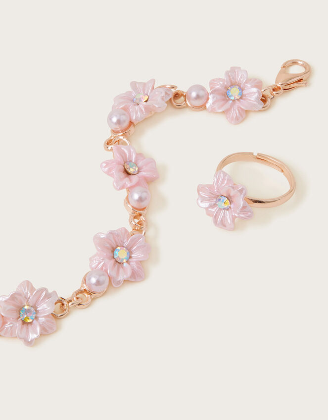 Bridesmaid Flower Bracelet and Ring Set, , large