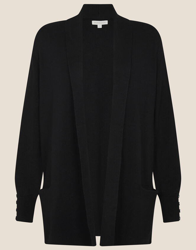 Sandy Shawl Collar Pocket Cardigan, Black (BLACK), large