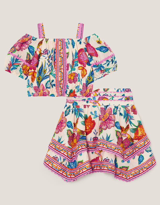Milena Floral Top & Skirt Set, Ivory (IVORY), large