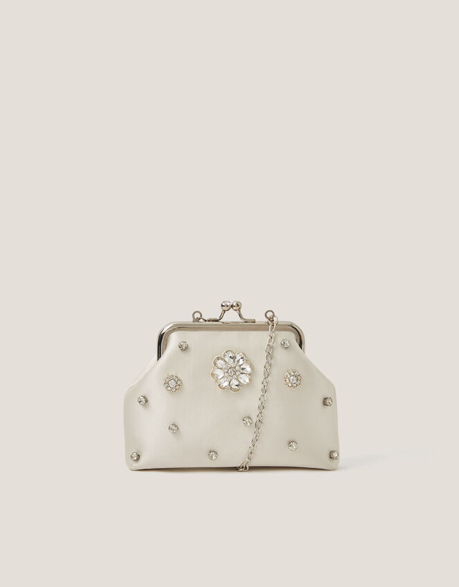 Bejewelled Flower Clip Frame Bag, , large