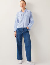 Lilah Cropped Utility Shirt, Blue (BLUE), large