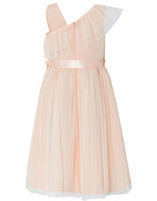 Bella One-Shoulder Occasion Dress, Orange (PEACH), large