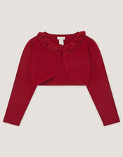Ottilie Appliqu&eacute; Rose Cardigan, Red (RED), large