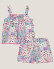 Floral Patchwork Short Pyjamas Set, Multi (MULTI), large