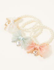 Heart Charm Organza Bow Bracelets, , large