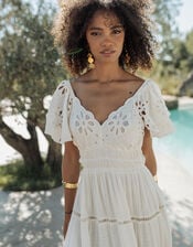 Piti Cuiti Floral Cutwork Maxi Dress, White (WHITE), large