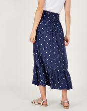 Motif Print Maxi Skirt in LENZING™ ECOVERO™, Blue (NAVY), large