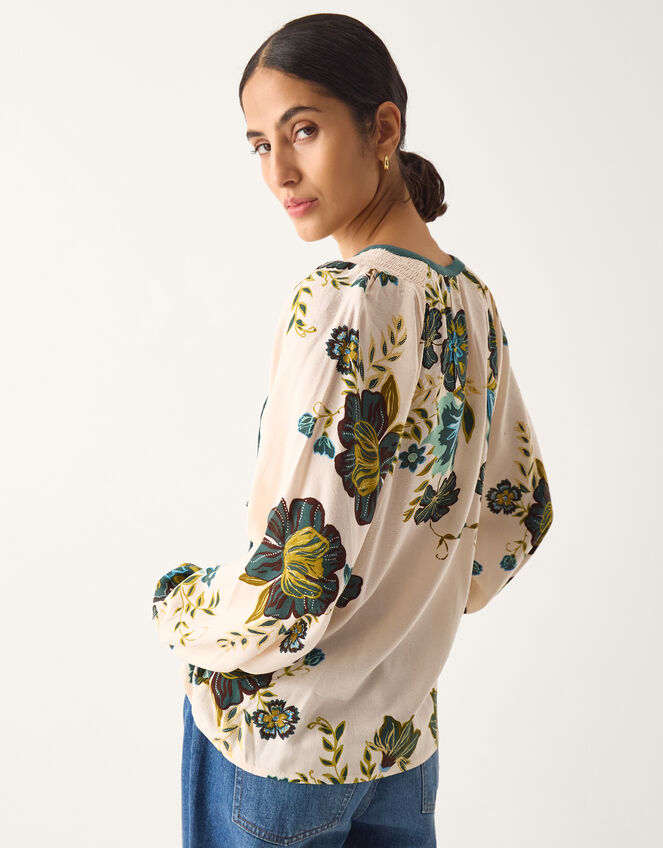 Zenya Floral Print Blouse, Green (GREEN), large